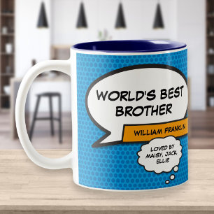 Bester Bruder Cool Modern Lustiger Comic-Blue Zweifarbige Tasse