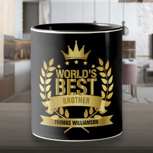 Bester Bruder der Welt Fun Schwarz und Gold Zweifarbige Tasse