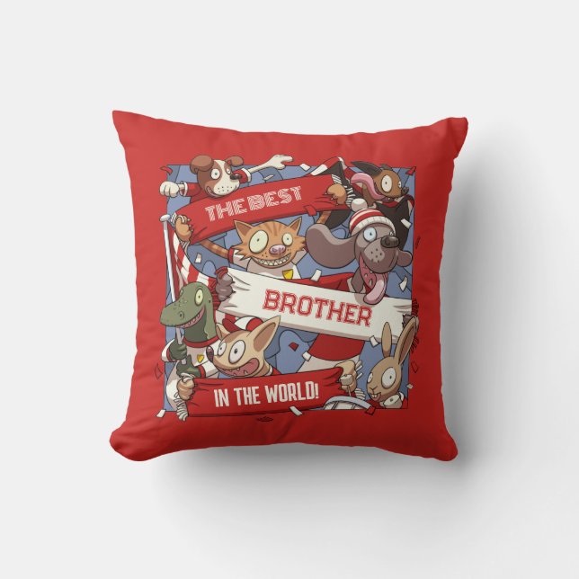 Bester Bruder Funny Cartoon Tiersportfans Kissen (Vorderseite)