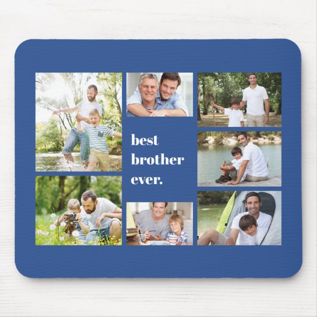 Bester Bruder je Blue Foto Collage Mousepad (Vorne)