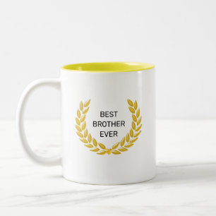 Bester Bruder überhaupt & Goldener Lorbeerkranz Zweifarbige Tasse