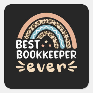 Bester Buchhalter je Leopard-Rainbow-Geschenk-Mama Quadratischer Aufkleber