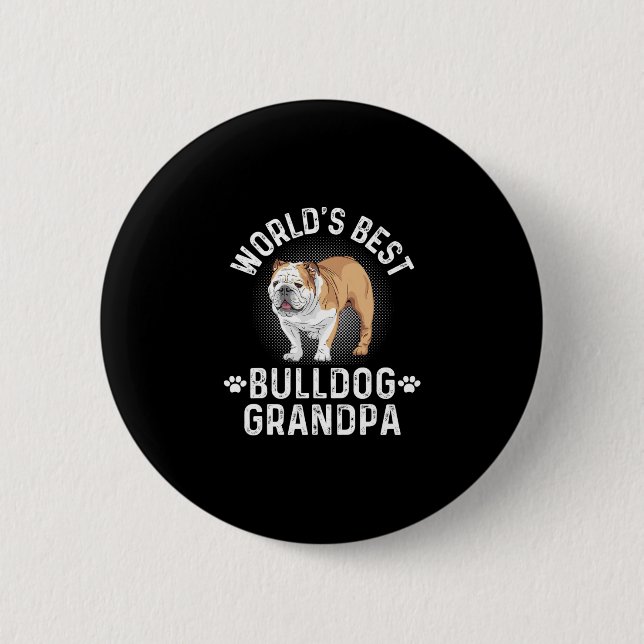 Bester Bulldog Großvater für Hunde Button (Vorderseite)
