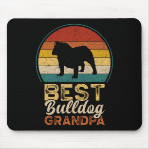 Bester Bulldog-Großvater Retro-Sonnenuntergang Vin Mousepad