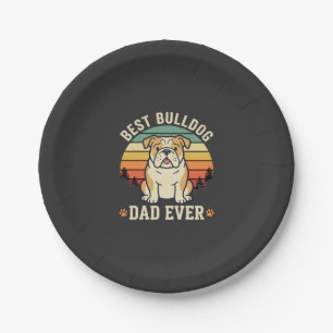 Bester Bulldoggen-Vater aller Zeiten Retro-Vektor Pappteller