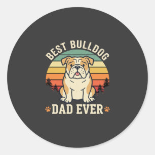 Bester Bulldoggen-Vater Aller Zeiten Retro-Vektor Runder Aufkleber