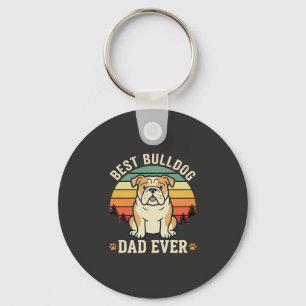 Bester Bulldoggen-Vater Aller Zeiten Retro-Vektor Schlüsselanhänger