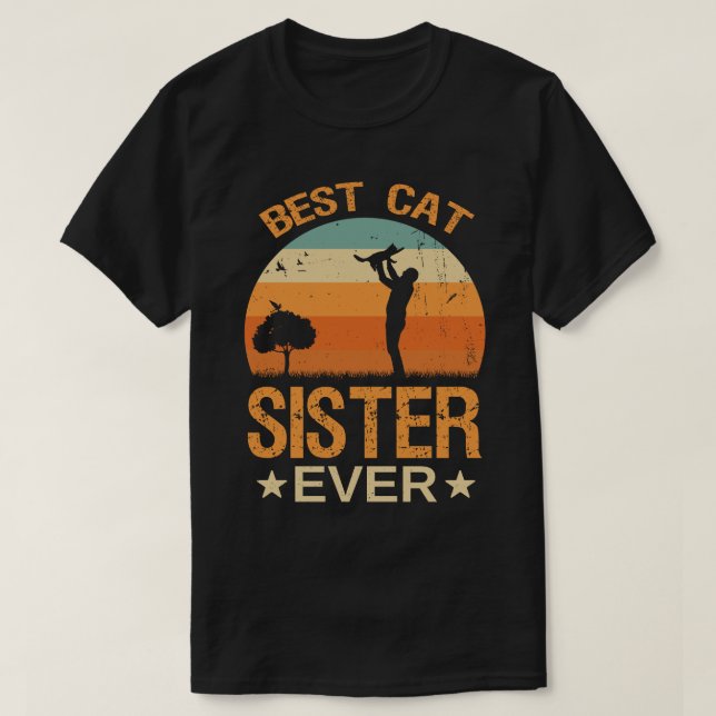 Bester Cat SISTER je Retro-Vintag T-Shirt (Design vorne)