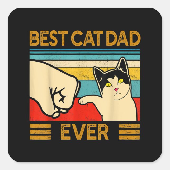 Bester Cat Vater Ever Funny Cat Daddy Quadratischer Aufkleber (Vorderseite)