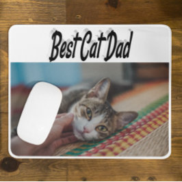 Bester Cat Vater Foto Schwarzer Text Mousepad
