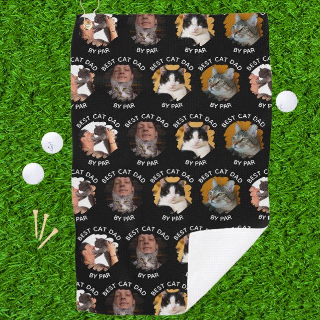 Bester Cat-Vater für Paare mit dem Foto Ihrer 4 Ka Golfhandtuch (Von Creator hochgeladen)