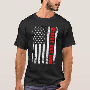 Bester Cat Vater je amerikanischer Flag Funke Katz T-Shirt