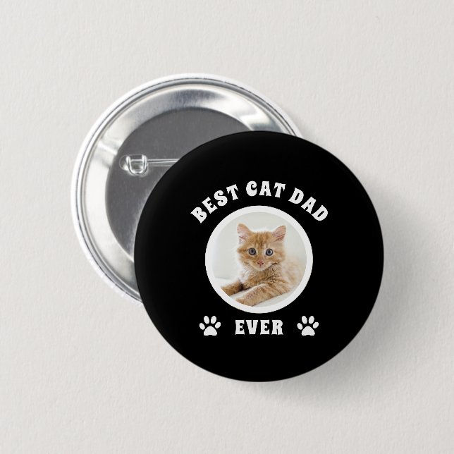 Bester Cat Vater je benutzerdefiniertes Foto Perso Button (Vorne & Hinten)