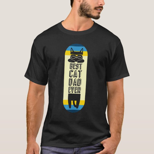 Bester Cat Vater je Board Brille Papa Vater's Da T-Shirt (Vorderseite)