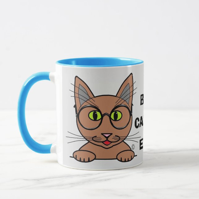 Bester Cat Vater je! Cartoon Katze mit Brille Nied Tasse (Links)