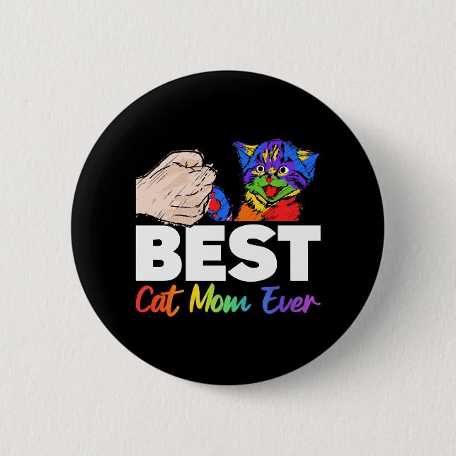 Bester Cat Vater je farbenfroher Regenbogen Mutter Button (Vorderseite)