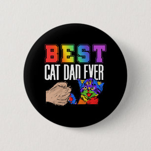 Bester Cat Vater je farbenfroher Regenbogen Vatert Button