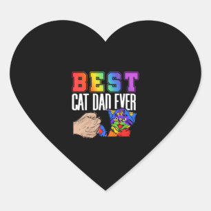Bester Cat Vater je farbenfroher Regenbogen Vatert Herz-Aufkleber