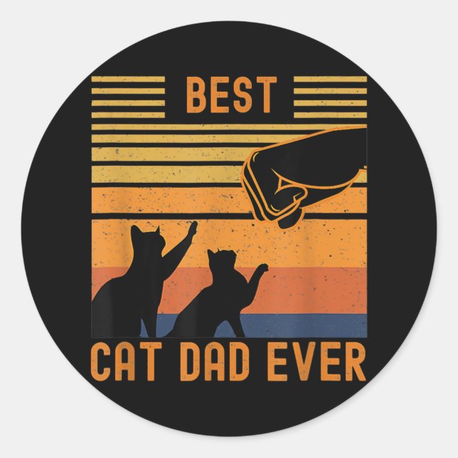 Bester Cat-Vater je Faustschlag für Pelzpapa Runder Aufkleber (Vorderseite)
