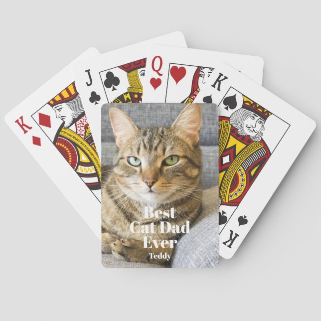 Bester Cat Vater je Foto Spielkarten (Rückseite)