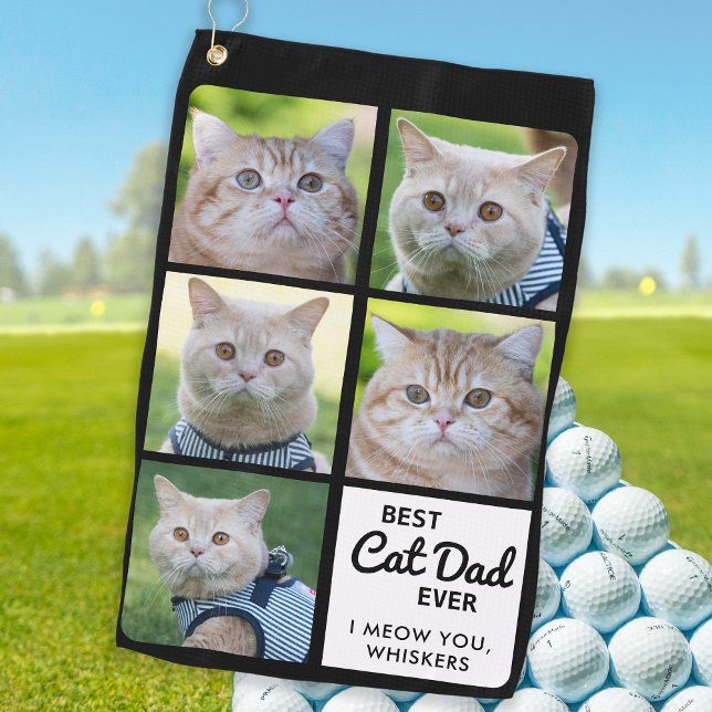 Bester CAT-VATER je - Golfer - Personalisiert 5 Fo Golfhandtuch (Von Creator hochgeladen)