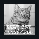 Bester Cat Vater je Modernes, benutzerdefiniertes  Magnet<br><div class="desc">Dieses einfache und klassische Design besteht aus Serifentypografie und fügt ein benutzerdefiniertes Foto hinzu</div>