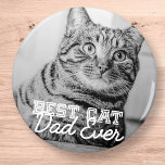 Bester Cat Vater je Modernes, benutzerdefiniertes  Magnet<br><div class="desc">Dieses einfache und klassische Design besteht aus Serifentypografie und fügt ein benutzerdefiniertes Foto hinzu</div>