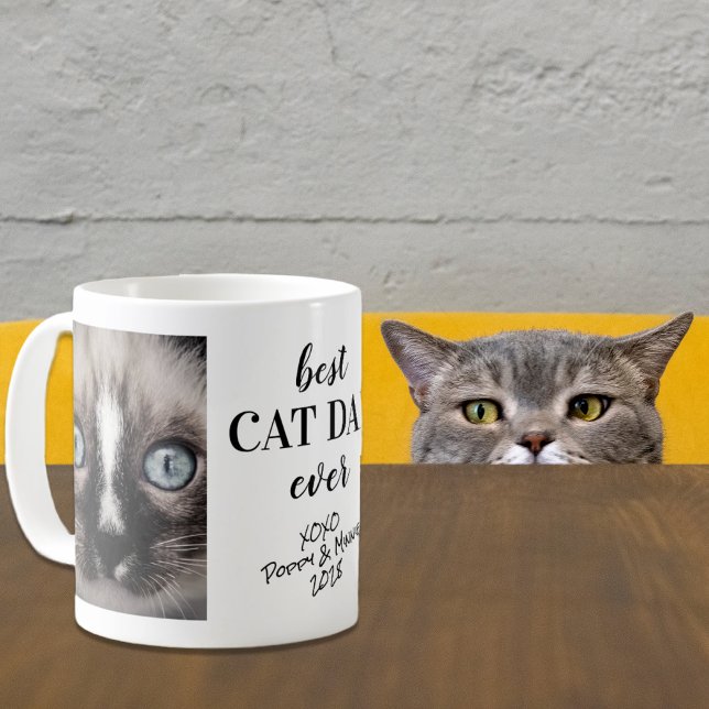 Bester Cat Vater je Personalisierte Fotos Kaffeetasse (Celebrate the best cat dad ever with a custom photo mug)