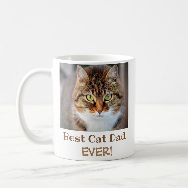 Bester Cat Vater je Pet Foto Kaffeetasse (Links)