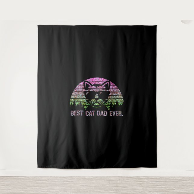 Bester Cat Vater je Shirt Wandteppich (Vorderseite)