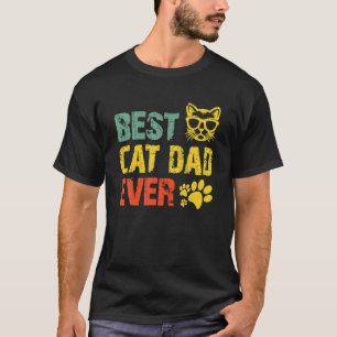Bester Cat Vater je Vintag Retro Funny Cat Federn T-Shirt
