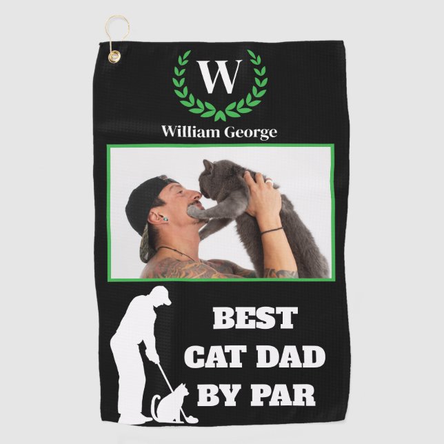 Bester Cat-Vater par mit benutzerdefiniertem Foto  Golfhandtuch (Vorderseite)
