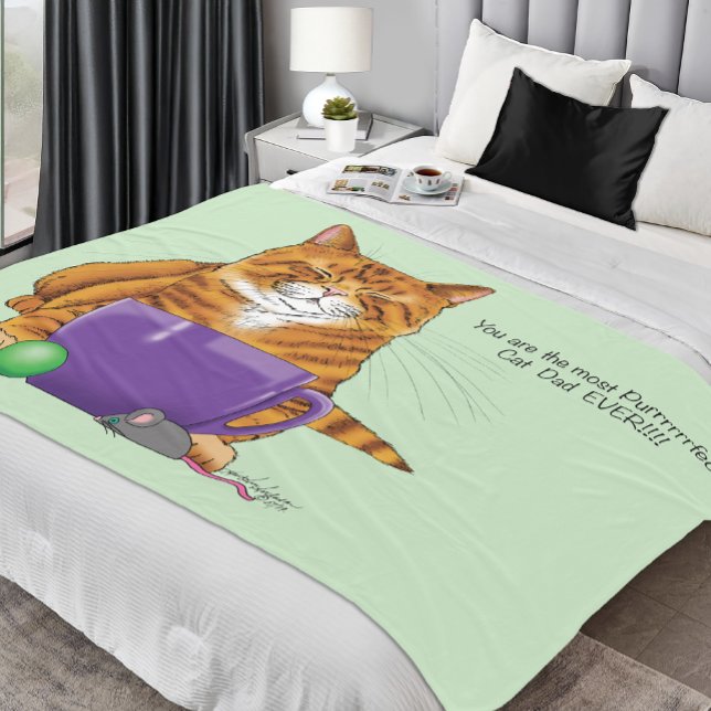 Bester Cat Vater Vatertag Fleecedecke (Von Creator hochgeladen)