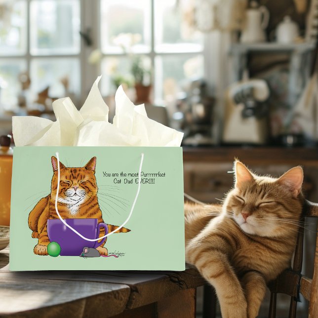 Bester Cat Vater Vatertag Große Geschenktüte (Von Creator hochgeladen)