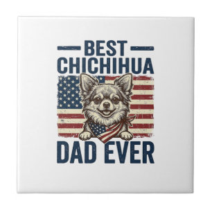 Bester Chihuahua-Vater Aller Patrioten Hund-Shirt- Fliese