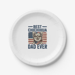 Bester Chihuahua-Vater Aller Patrioten Hund-Shirt- Pappteller
