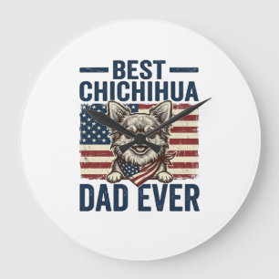 Bester Chihuahua-Vater Aller Patrioten Hunde T-Shi Große Wanduhr