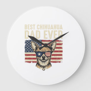 Bester Chihuahua-Vater überhaupt Vintage-patriotis Große Wanduhr