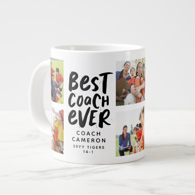 Bester Coach je 7 Foto Kollektion Team Geschenk Jumbo-Tasse (Vorderseite Links)