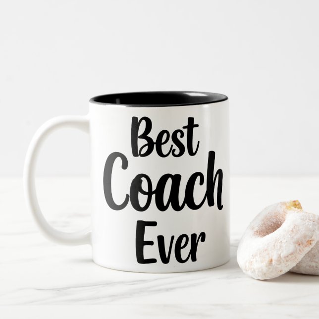 Bester Coach je Personalisiertes Wertgutschein Zweifarbige Tasse (Mit Donut)