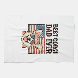Bester Corgi-Vater Aller Patrioten Vintage-Hundesh Geschirrtuch