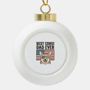 Bester Corgi-Vater Aller Patrioten Vintage-Hundesh Keramik Kugel-Ornament