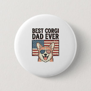 Bester Corgi-Vater Aller Zeiten Patriotisches Vint Button