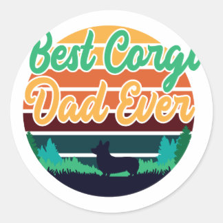 Bester Corgi-Vater Aller Zeiten Retro Vintage Vate Runder Aufkleber