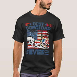 Bester Corgi Vater je Tag der amerikanischen Flagg T-Shirt
