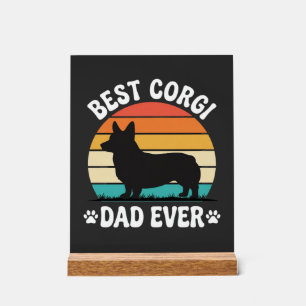 Bester Corgi-Vater überhaupt Retro-Hund Acrylschild