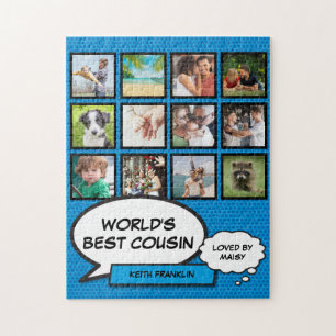Bester Cousin 12 Foto-Collage Blau Lustig Comic