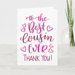 Bester Cousin Danke, Typografie in Pink Karte