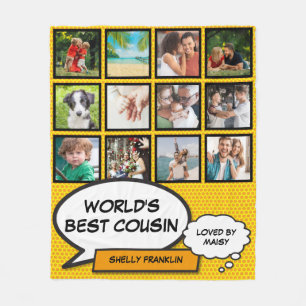 Bester Cousin der Welt 12 Foto-Comic Retro-Spaß Fleecedecke
