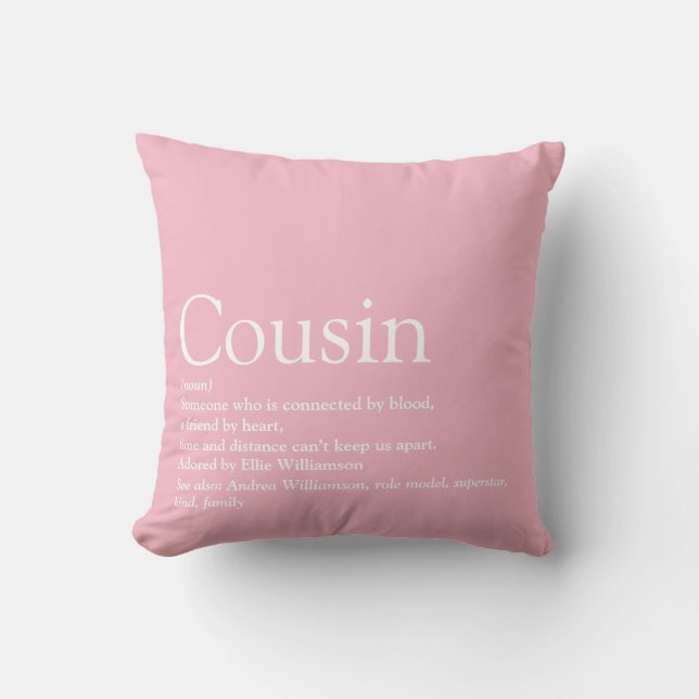 Bester Cousin je Definition Girl Pink Kissen (Vorderseite)